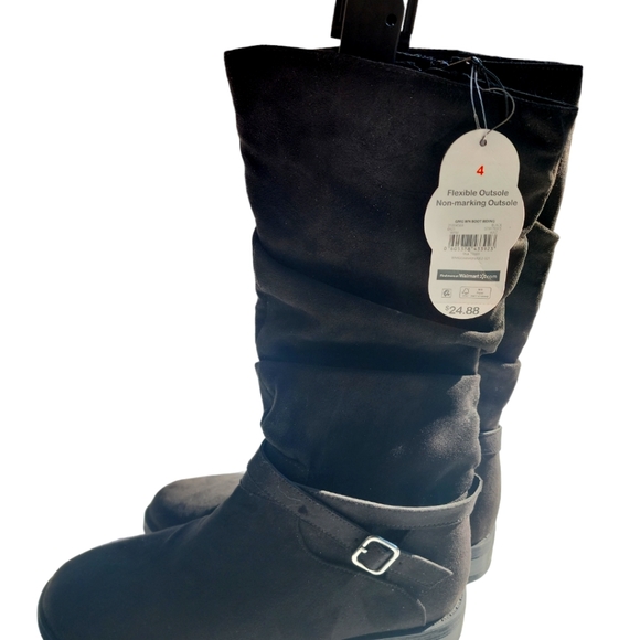 New Flexible Black Boots suede size 4 - Picture 1 of 5